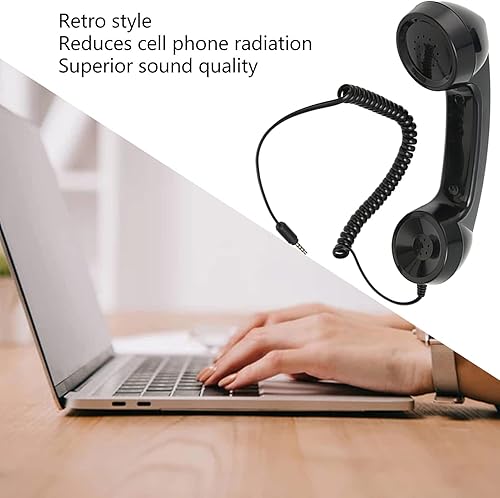 Miniatura 2 de Luqeeg Auricular retro para teléfono, receptor de teléfono celular a prueba de radiación con respuesta de un toque, enchufe de sonido de 0.138 in,