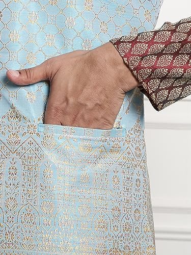 Image of SOJANYA (Since 1958 Men's Jacquard Silk Kurta and Pyjama with Nehru Jacket