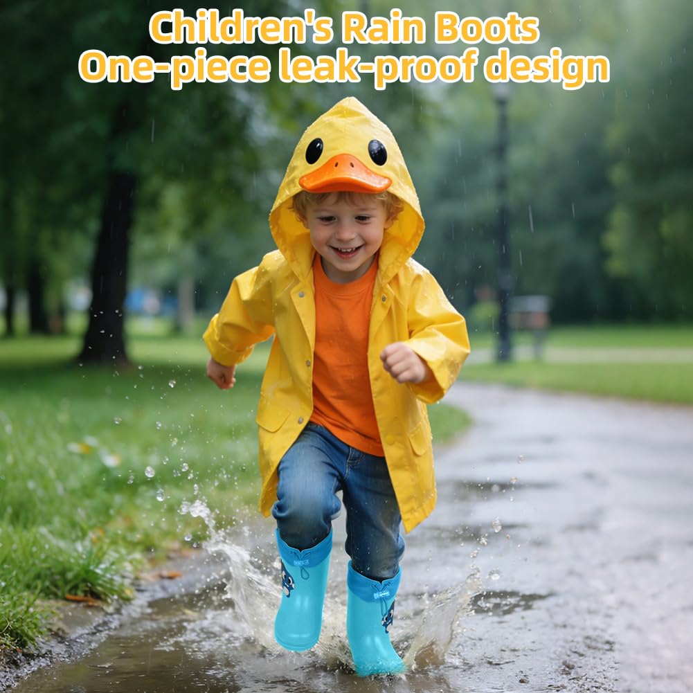 Aomig Botas de Agua Niños, Botas de Lluvia de Dinosaurio, Impermeable y Antideslizante con Cordón Ajustable en el Cuello, Bota de Agua Ligera — view 2