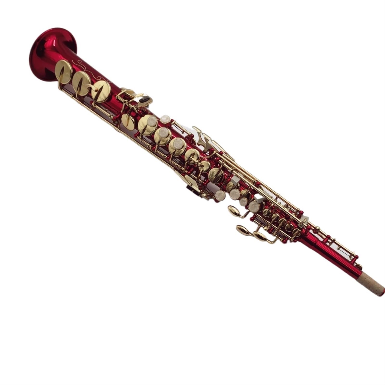 Saksofon Saksofon Sopranowy B Płaski Lakierowany Złoty Saksofon Mosiężne Klawisze Instrument Dęty Drewniany Z Ustnikiem W Obudowie (Color : High-end bag)