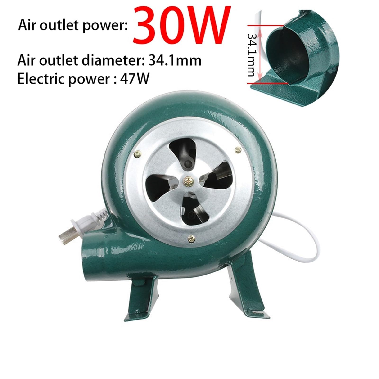 220 V ~ 240 V dmuchawa domowa żelazna dmuchawa do grilla mała dmuchawa odśrodkowa 30 W 40 W 60 W 80 W adapter UE zielona do grilla (30 W)
