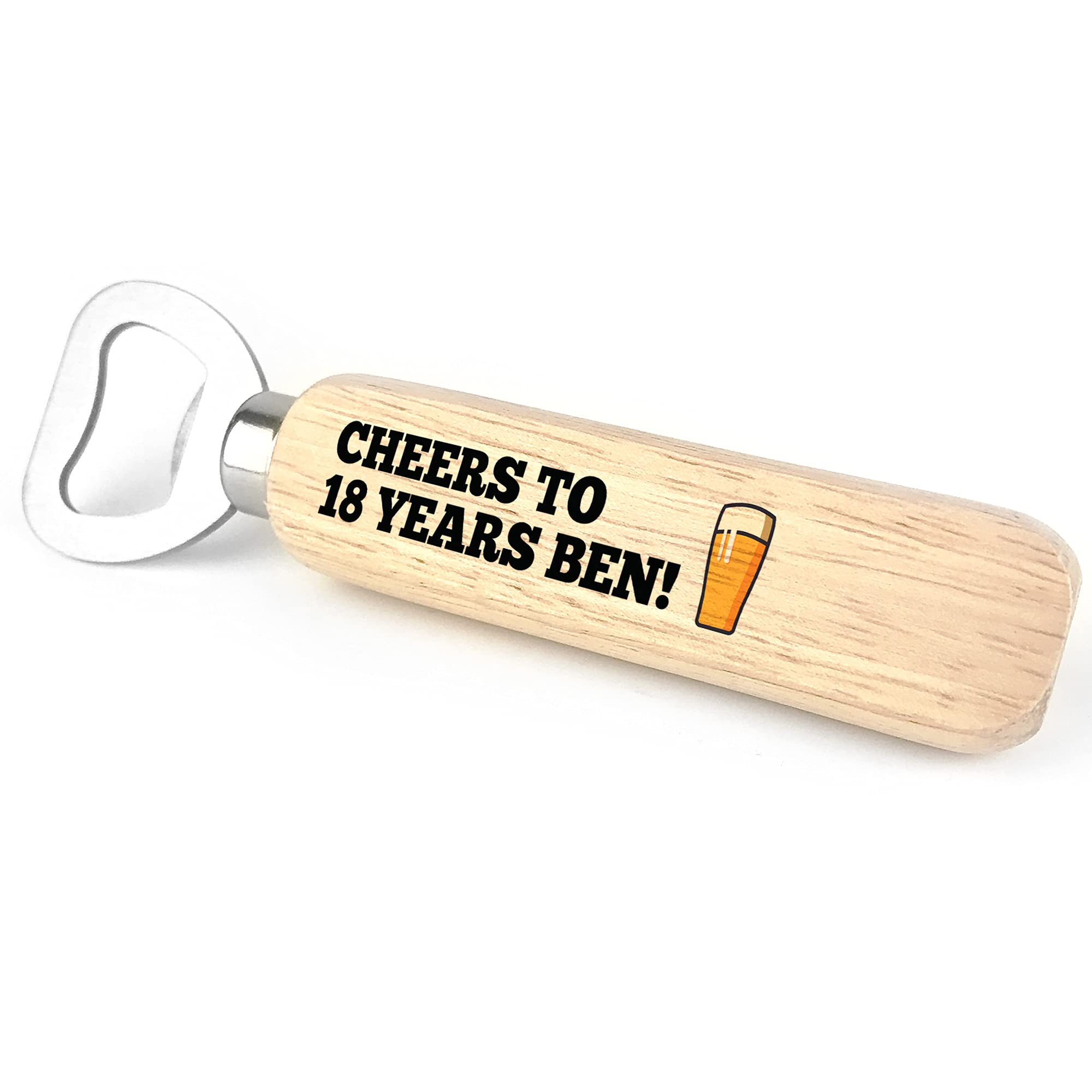 Personalised Novelty Birthday Gift for Son Brother Wood Bottle Opener 18th Birthday Gift Keepsake