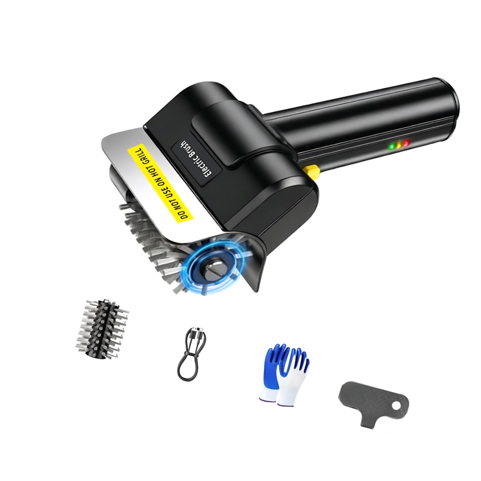 Cepillo eléctrico recargable para parrilla de barbacoa con cabezal de cepillo de alambre rodante para el cuidado posterior a la cocina en casa