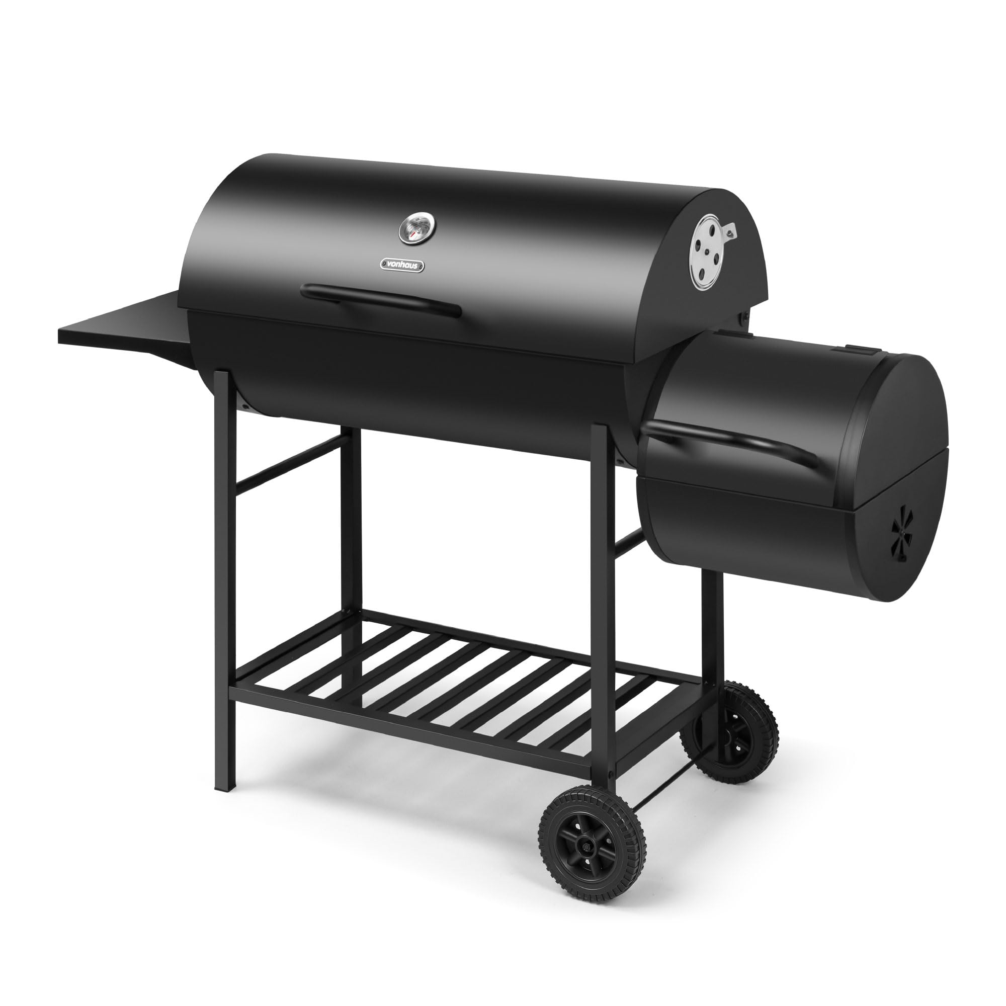 B&Q -  Charcoal BbqPortable Barrel Barbecue With Offset Smoker2 In 1 Barbeque And SmokerGrill MeatFish & Vegetables