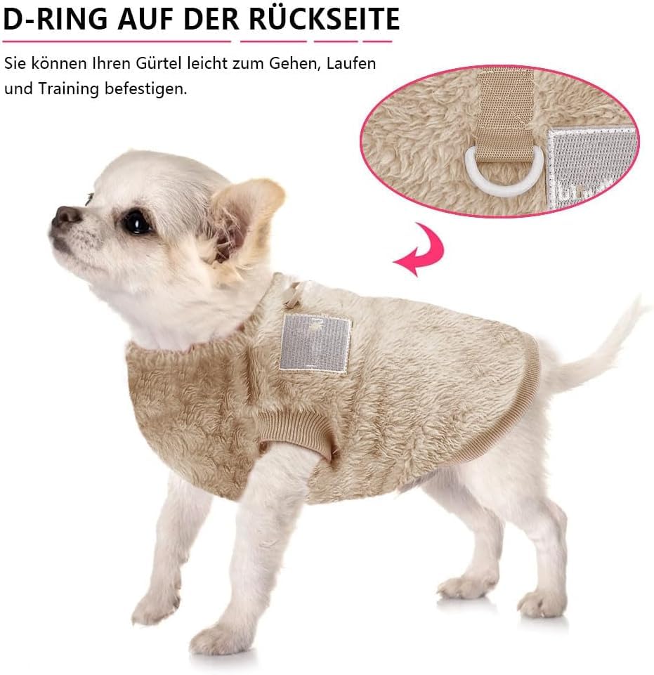 Voarge Pet Wool Winter Coat with D-Ring, Winter Warm Dog Cat Jumper Clothes Pet Coat Costume Puppy Sweater, Grey, M (Brown, XL) - Image 3