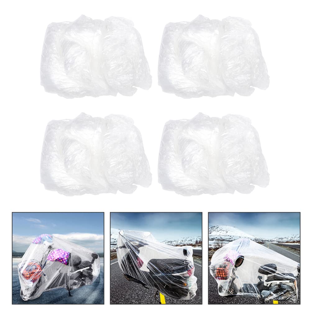 FAVOMOTO Disposable Clear Plastic Motorcycle Cover 4Pcs Waterproof - Motorcycle Cover Bike Covers for