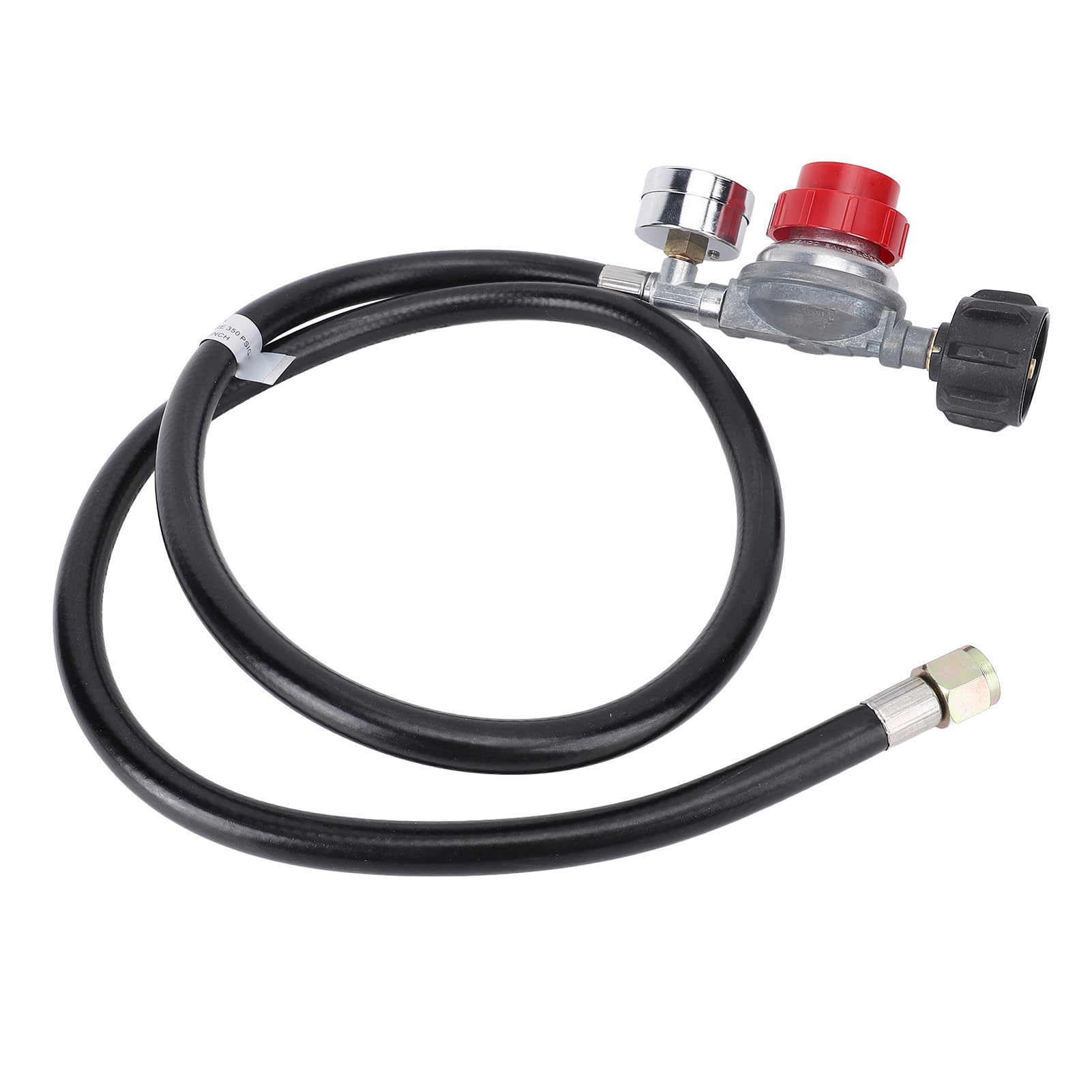 Regulowany wysokociśnieniowy regulator C3H8 od 0 do 30 PSI z wężem o długości 4 stóp i manometrem od 0 do 60 PSIG – Wydajność 130 000 BTU – Kompatybilny z grillami, frytownicami,