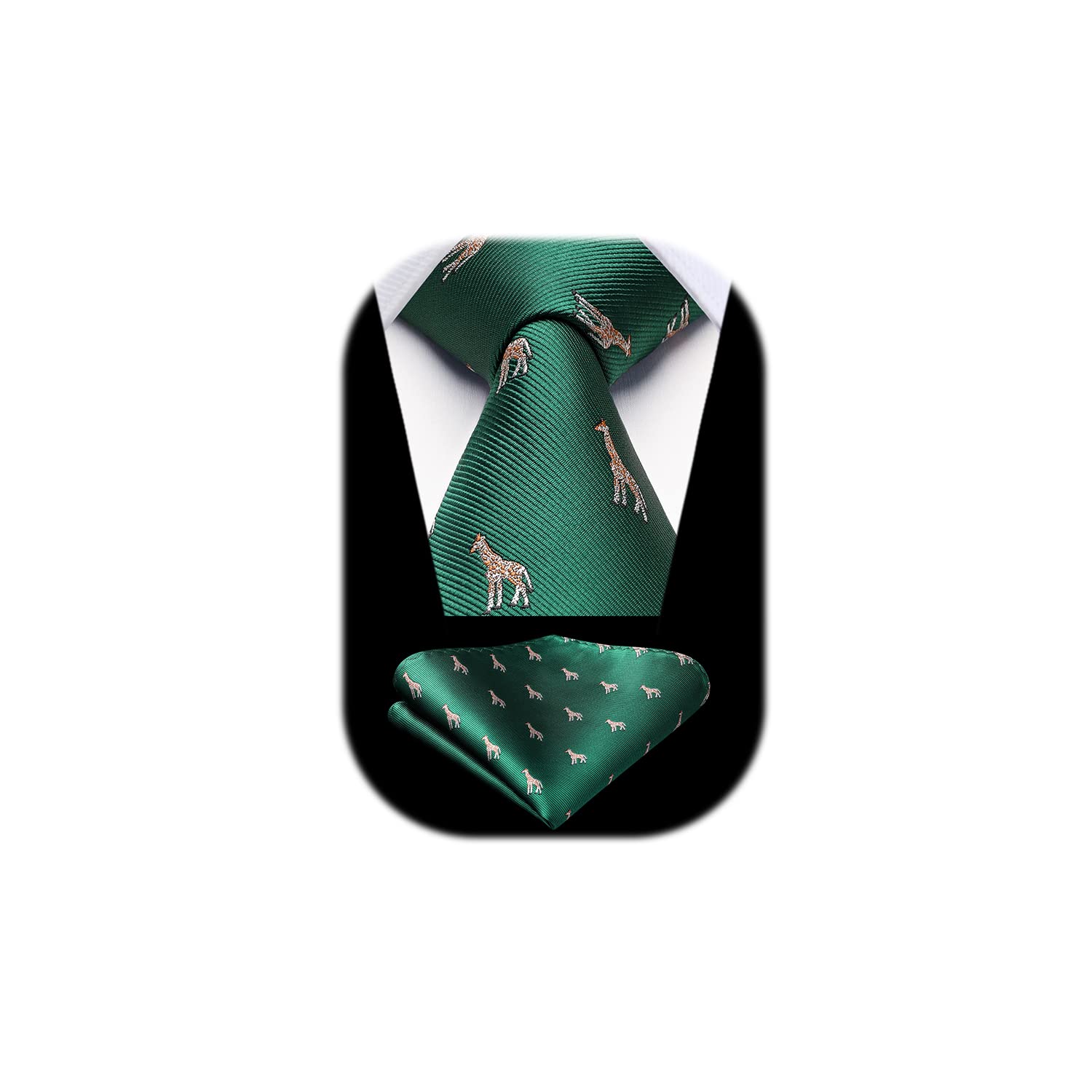 HISDERN Corbatas para Hombre Patrón Animales Corbata Pañuelo Boda Negocio Novedad Corbata y Juego de Pañuelos Bolsillo