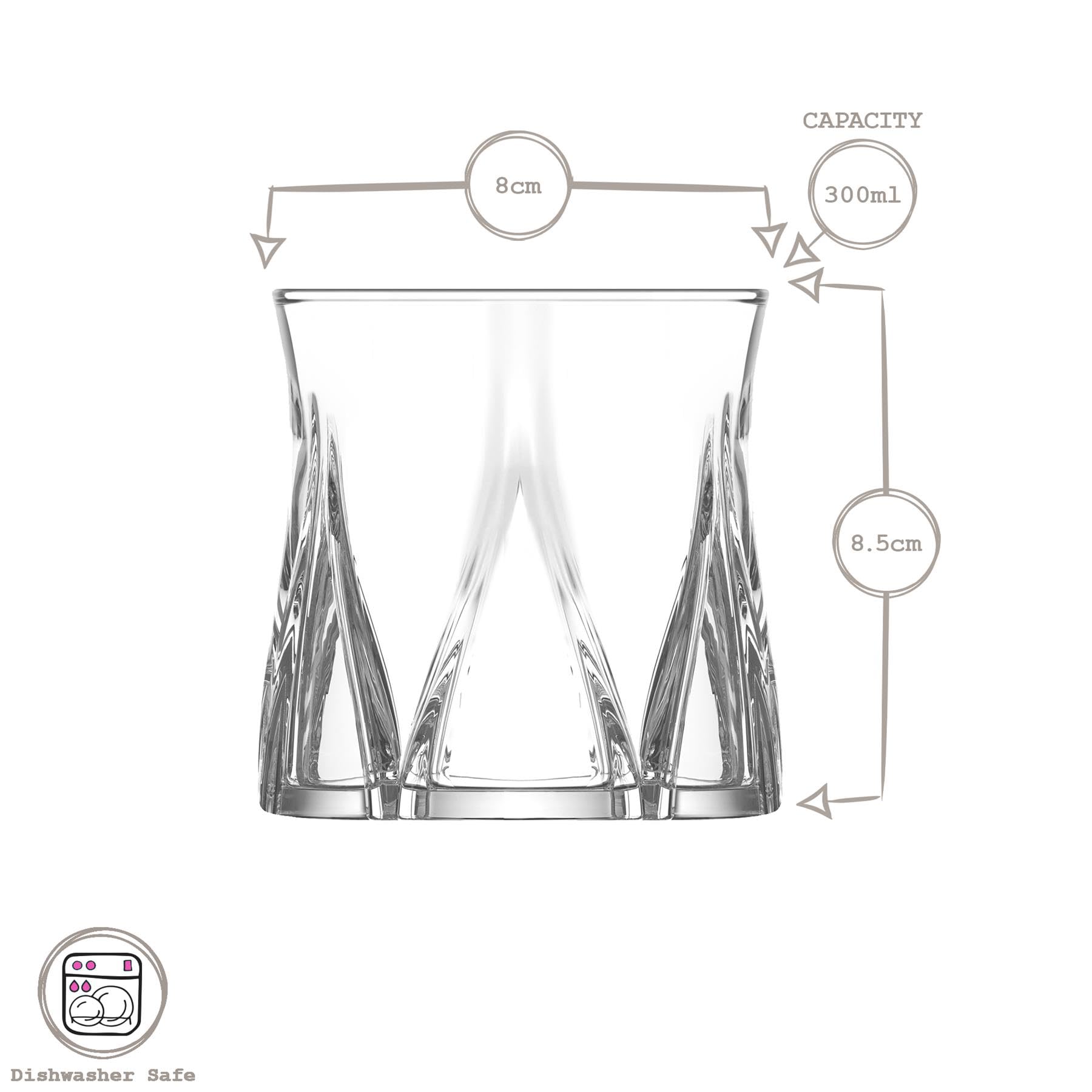 LAV 300ml/380ml Zoey Ensemble de Verres - 12pc Grand Lavable au Lave-vaisselle Verre Eau Gin Jus Cocktail Boire Highball Gobelets Verrerie Ensemble