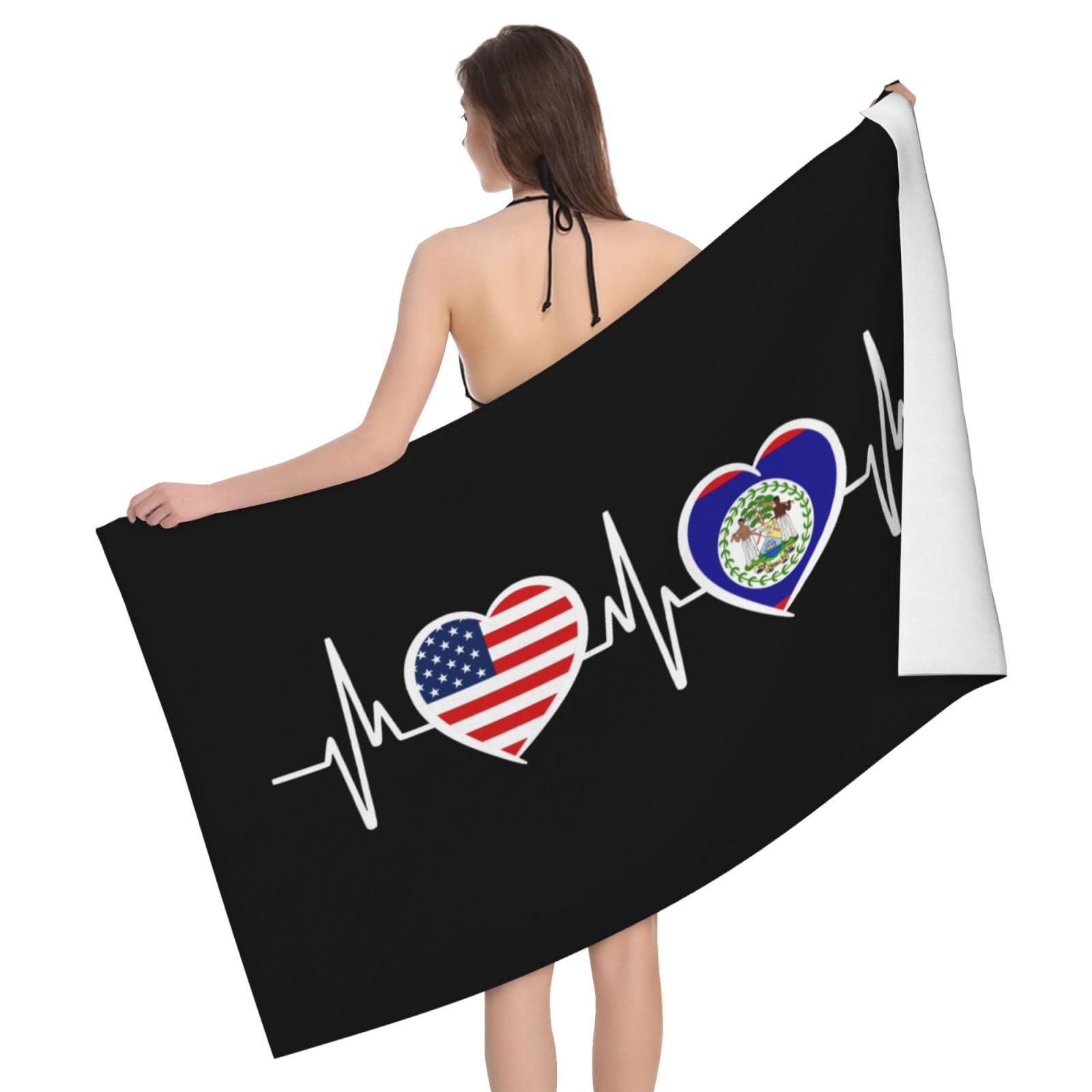 HLBSDM Microfiber America Belize Flag Beach Towel Quick Dry Soft Sand Free Beach Towels for Pool Swim Beach Lightweight Thin Towels