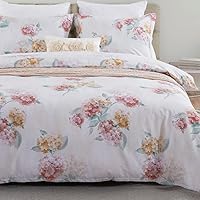 Vista 12 de DAUAOTO Juego de funda de edredón para cama individual XL de 68"X92", ropa de cama de 100% algodón con patrón floral de jardín para cama individual