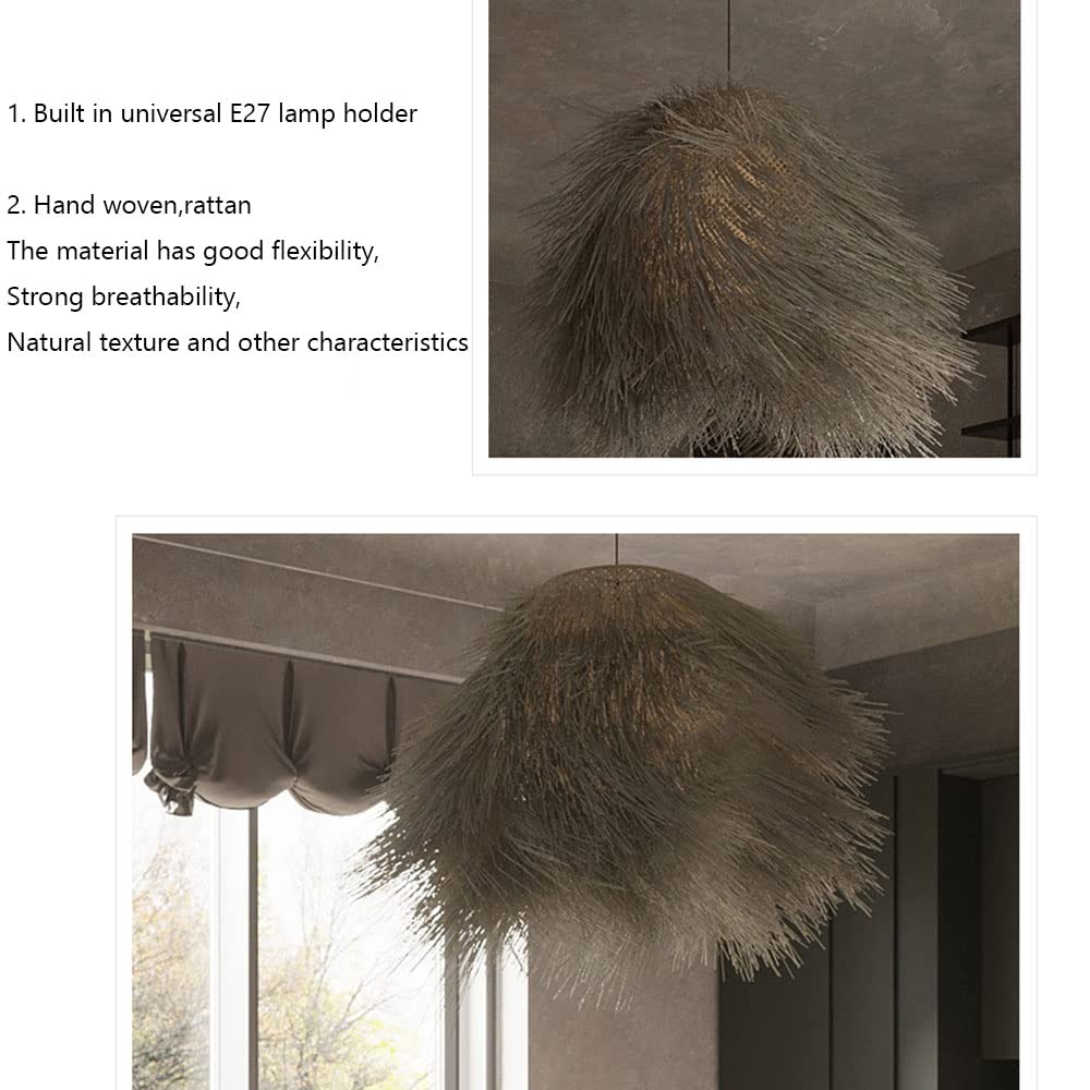 Grande Lampadario Unico In Stile Retrò Boho, Rustica Rattan
