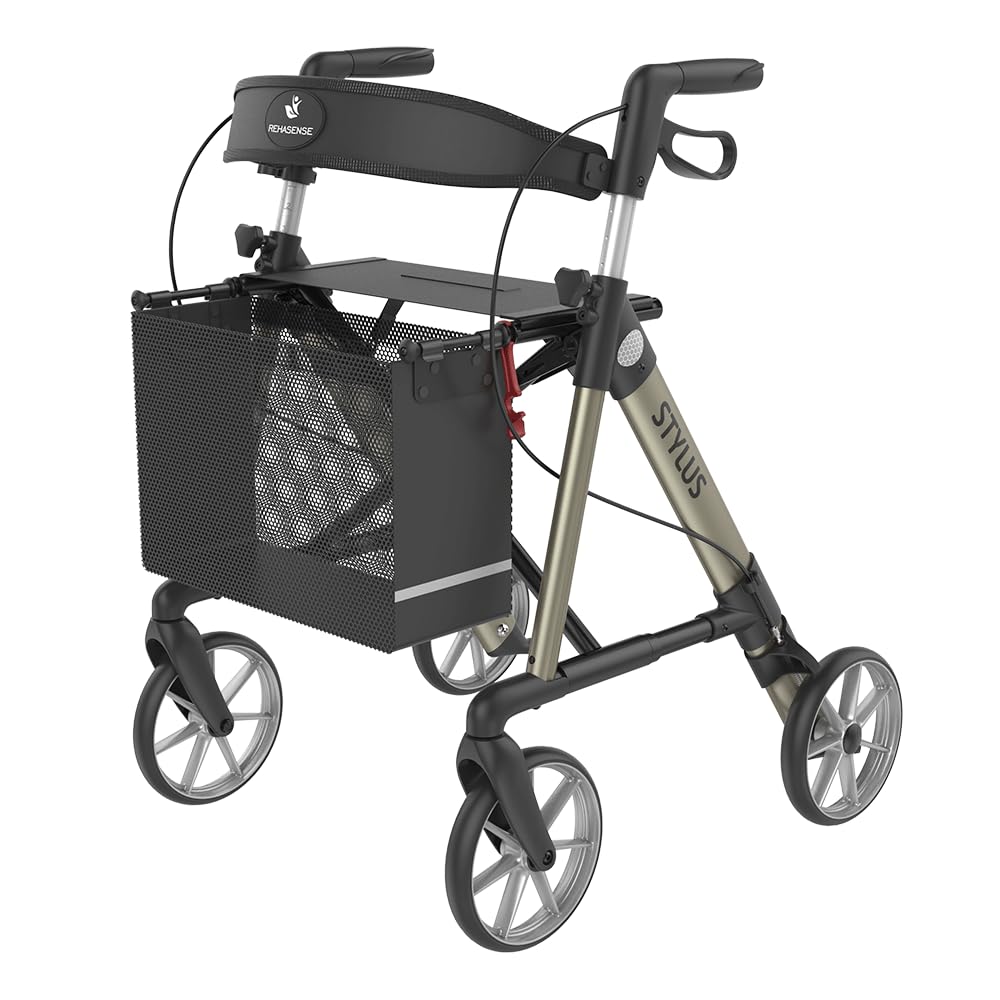 Rehasense Stylus Leichtgewicht Rollator (Champagner, Gr.M (SH 53cm))
