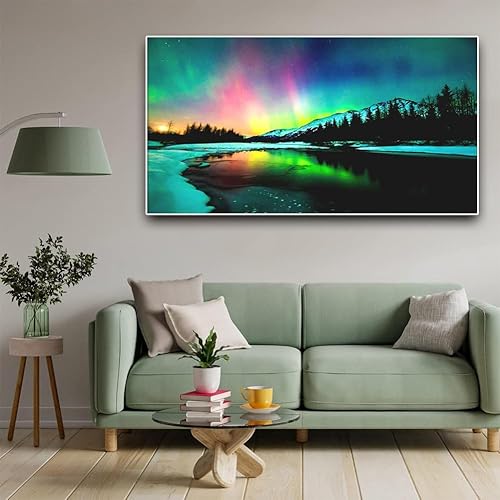 Miniatura 3 de Paquete de 2 kits de pintura de diamantes, grandes kits de pintura de diamantes de Aurora 5D para adultos, arte y manualidades con diamantes de