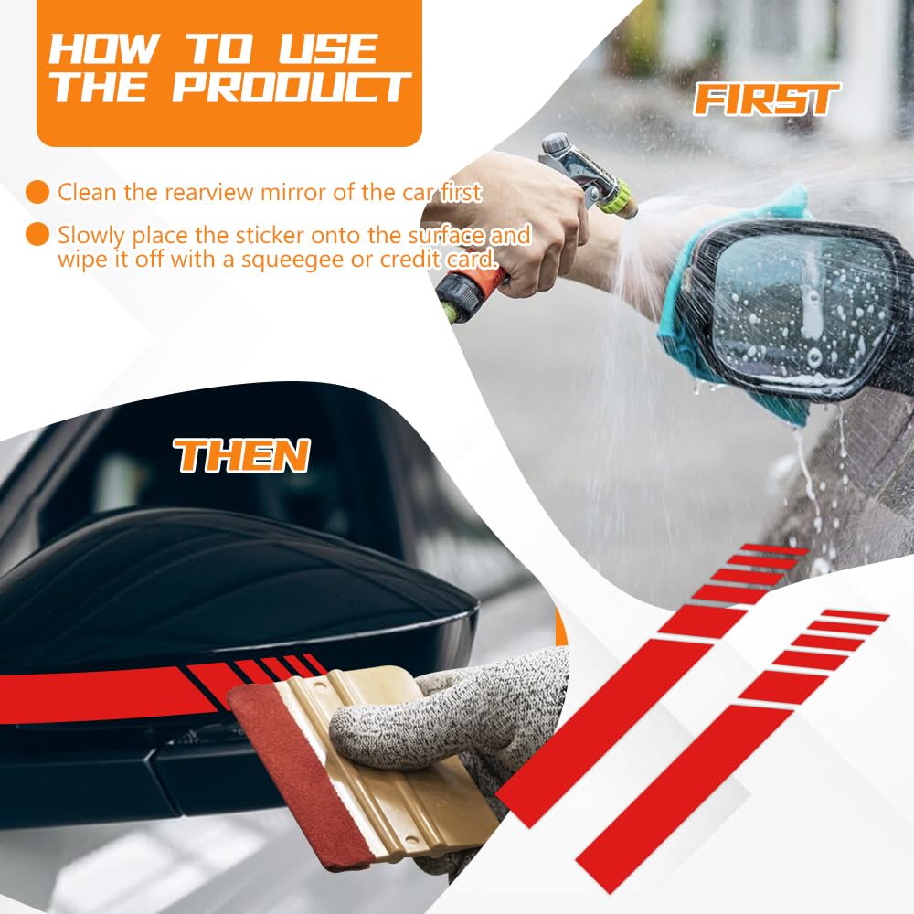 2PCS Car Rear View Mirror Stickers Waterproof Auto Side Rearview Mirrors Decal Stripes Universal Anti-Collision Striped Automotive Warning — view 7