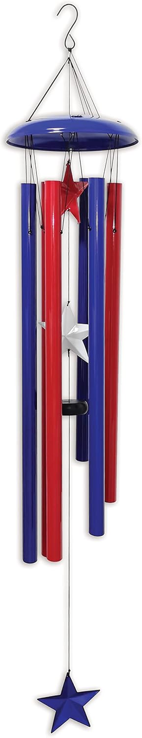 Sunset Vista Designs 94484 Outdoor Americana Metal Wind Chime, Multicolor, 6.5" x 6.5" x 48"