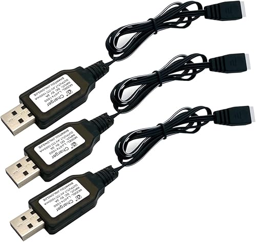 Miniatura 2 de Paquete de 3 cables de carga USB de batería LiPo de 7.4V 2S de carga rápida 1A con conector XH-3P para RC Car Truck Rock Crawler FPV Drone Avión