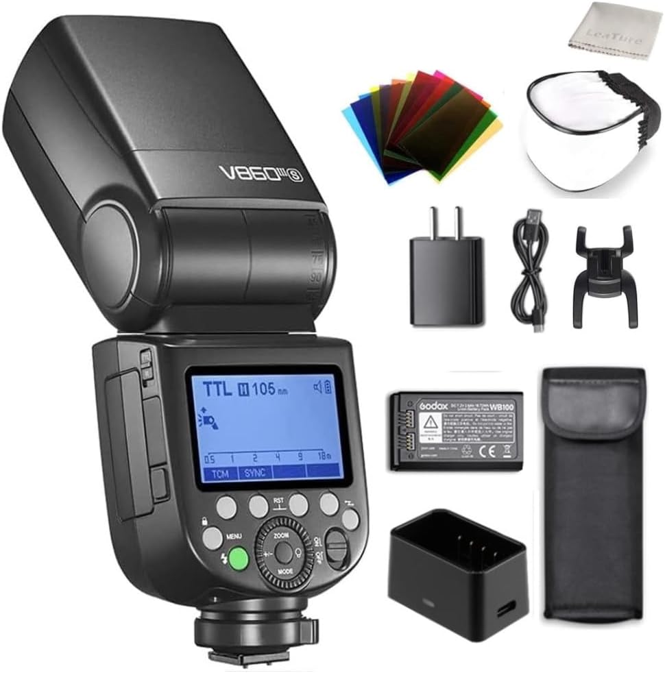 Godox V860III-S for Sony Camera Flash Speedlight Speedlite Light, 76Ws 2.4G TTL HSS 1/8000s, 2600mAh Battery, 480 Full-Power Flashes,0.01-1.5s Recycle Time,10 Levels LED Modeling Lamp Light for Sony