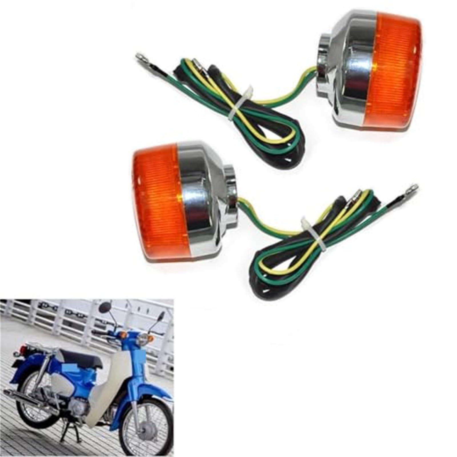Przednie tylne kierunkowskazy Przednia tylna lampa kierownicza Lampka kierunkowskazów motocykla, dla C50 CUB50 Kierunkowskaz z przodu i tyłu motocykla(BLACK Rear pair)