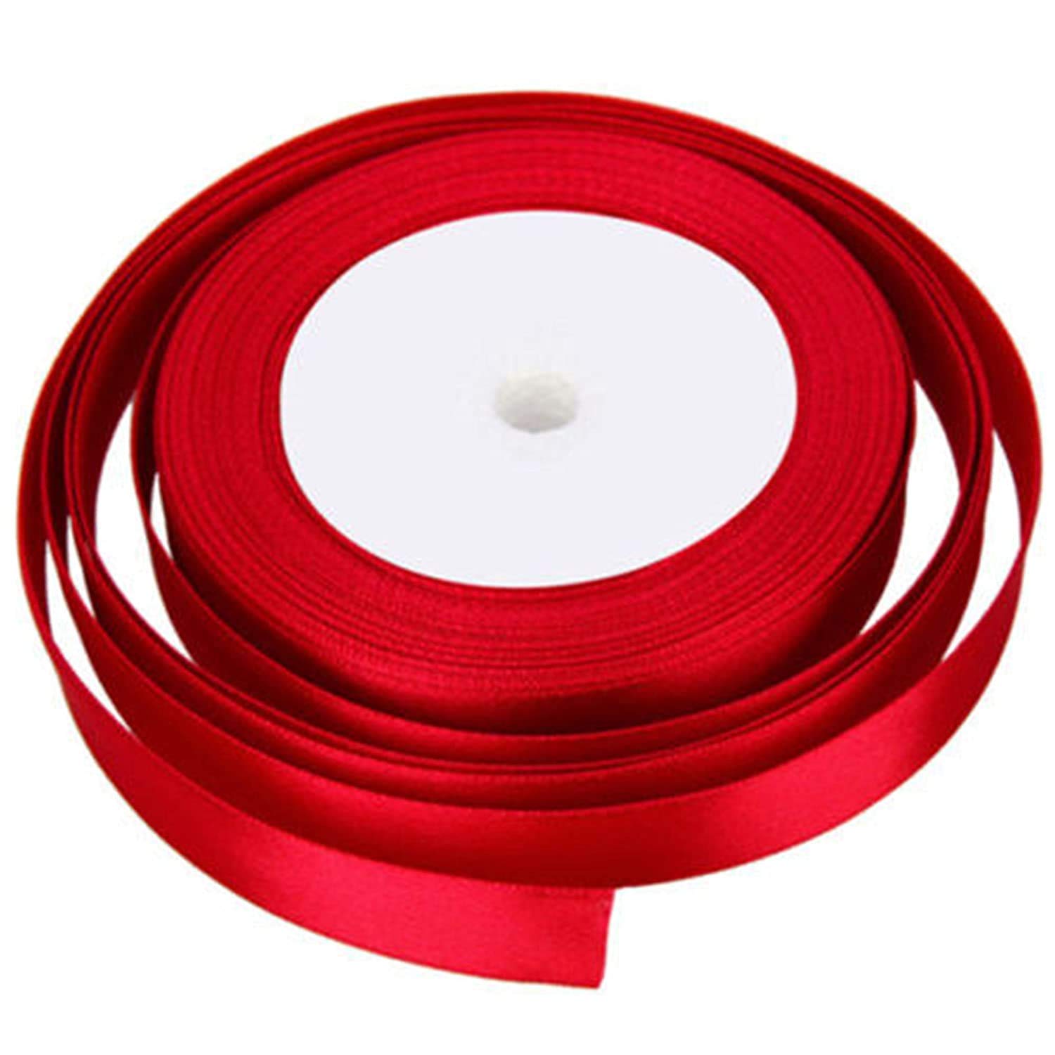 Fashionfairy 25metre Satin Ribbon Rolls 6mm/10mm/12mm/15mm for Wedding favour / Craft / Gift wrap / Christmas (6mm, Red)