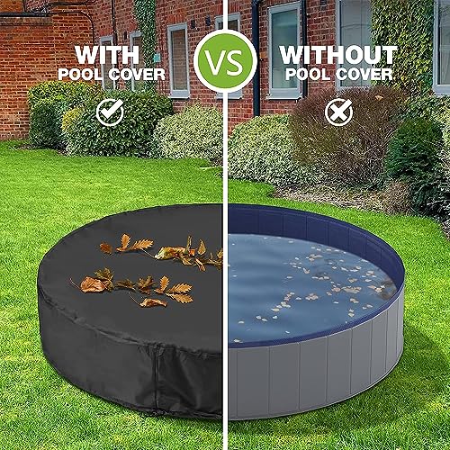 MEISHANG Round Pool Cover, 120 cm, Waterproof, Drawstring, Black/120-30, Oxford Cloth, for Dog Pool Children's Pool, Pool Tarpaulin - Image 4