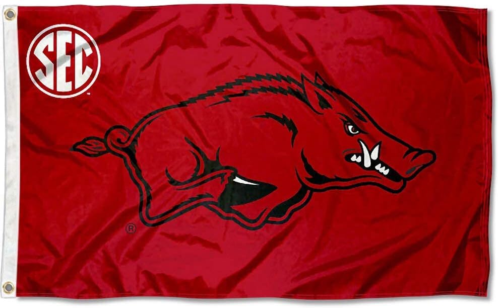 College Flags & Banners Co. University of Arkansas SEC Logo Flag and USA 3x5 Flag Set