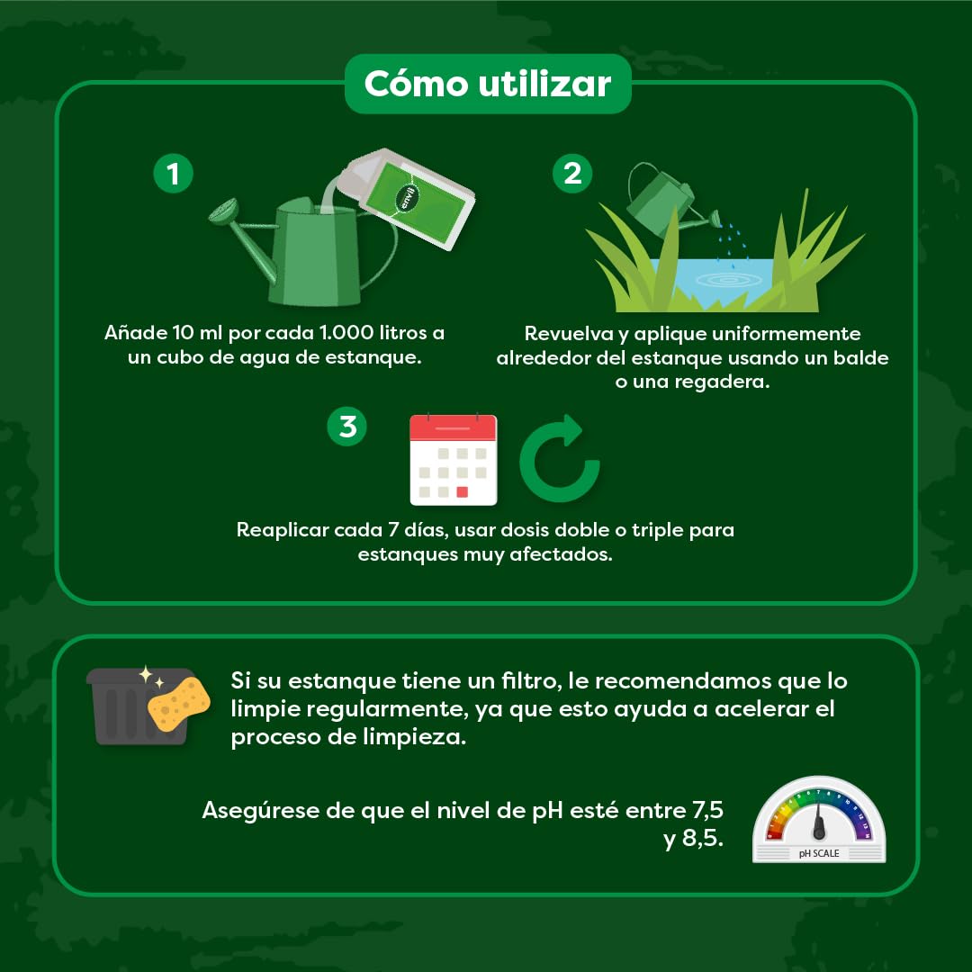 Envii Pond Klear Xtra - Bacterias Limpiador y Tratamiento de Agua Verde para estanques de jardín - 3 X Más Fuerte Que Pond Klear - Funciona hasta 4 ° C - Trata 60000L