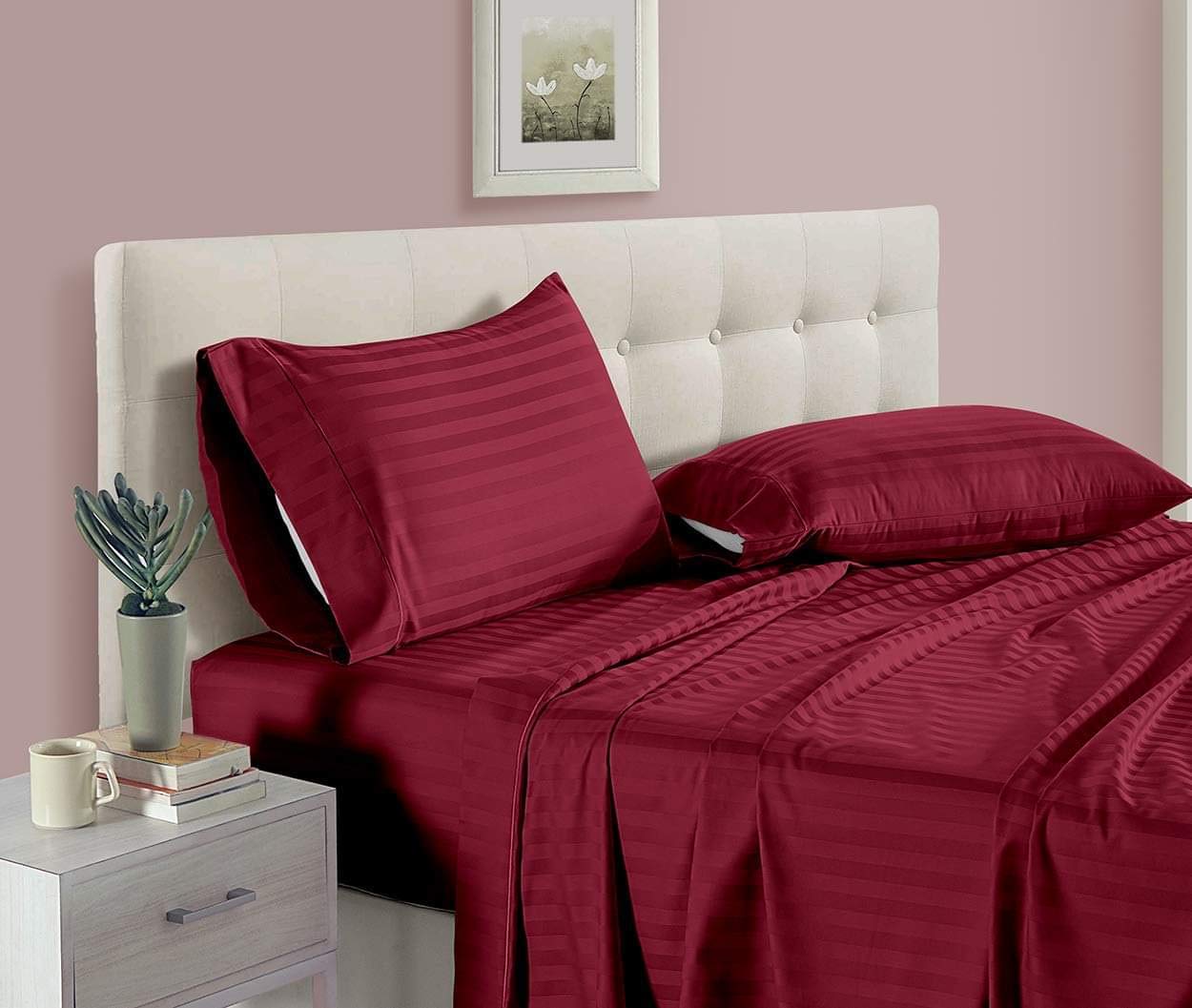Laying Style Soft Glace Cotton King Size Double Bed Duvet Cover with Zipper (Maroon, 90x100 Inch)-picture-12