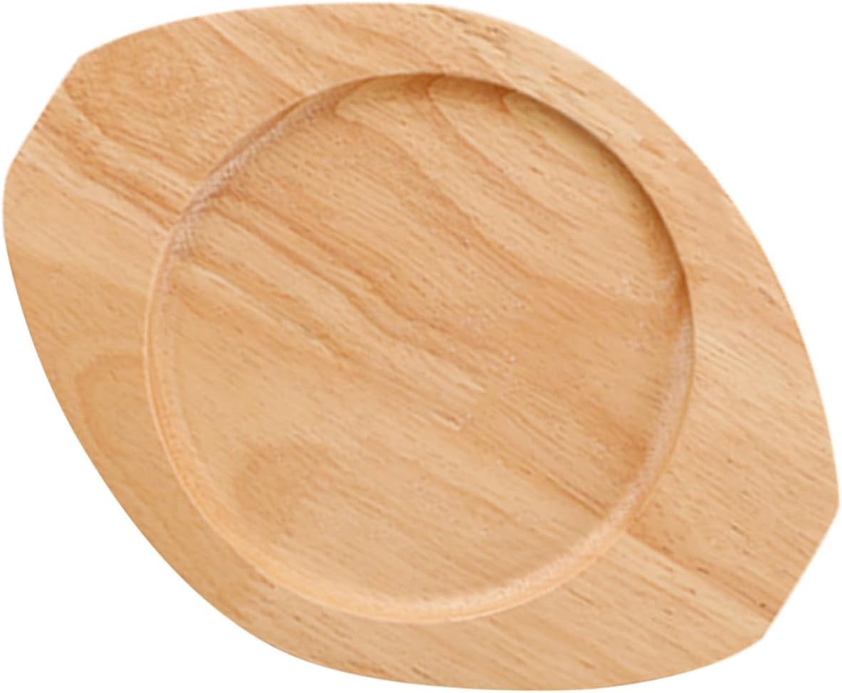Wooden Pot Holder Heat Insulation Trivet Oval Oak Table Mat 21x16cm Cream White for Kitchen Counter and Hot Pan Protection