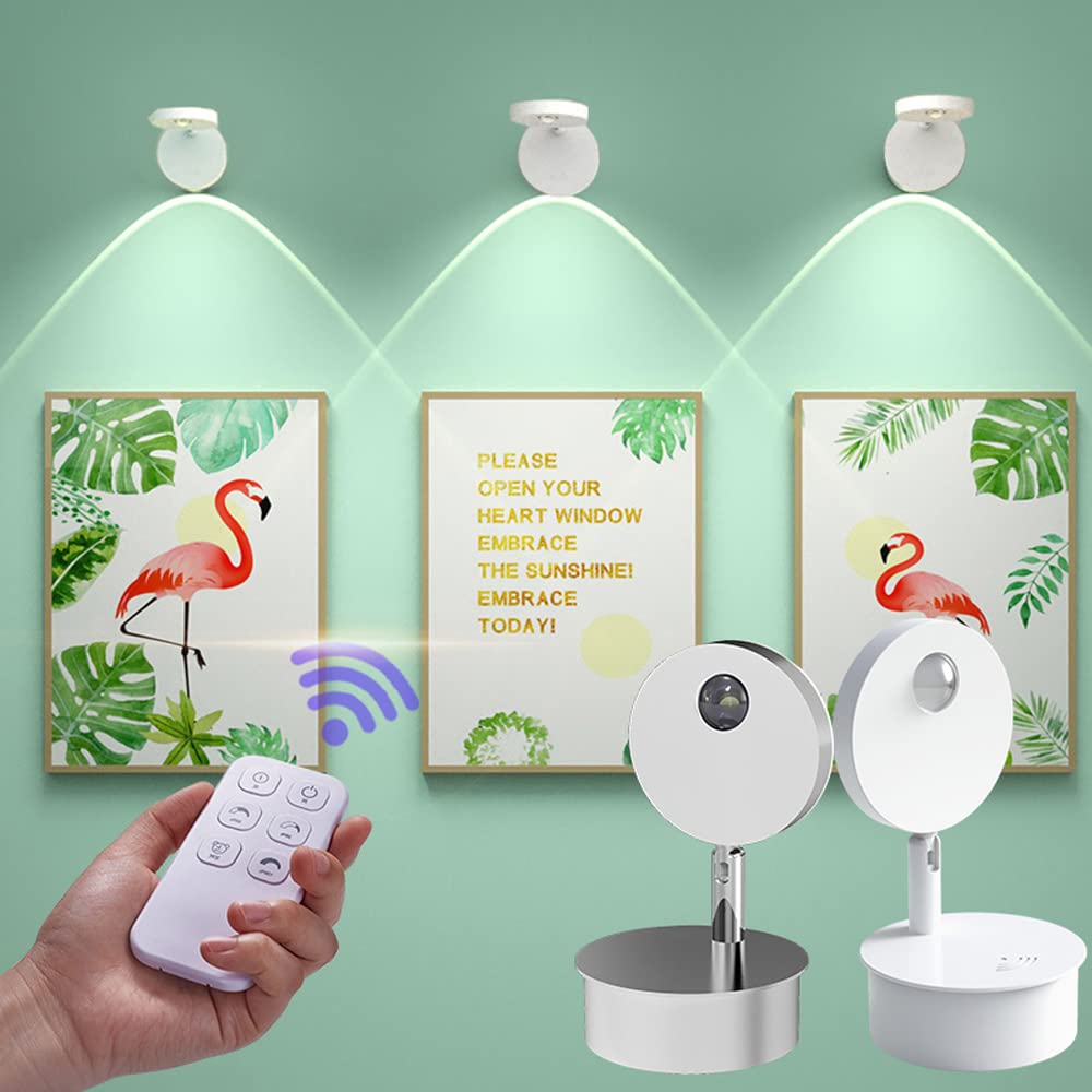 Lampada da Parete a LED con Telecomando, faretto, Set da 3 Pezzi: Applique, luci per Quadri Ricaricabili Tramite USB e Mini faretti d'accento, Luce per Camera da Letto, Soggiorno e