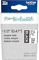 Vista 69 de Brother P-touch Embellish Cinta de impresión negra sobre encaje plateado con patrón TZEMPSL31 – ~1.3 cm de ancho x 4 m de largo para usar
