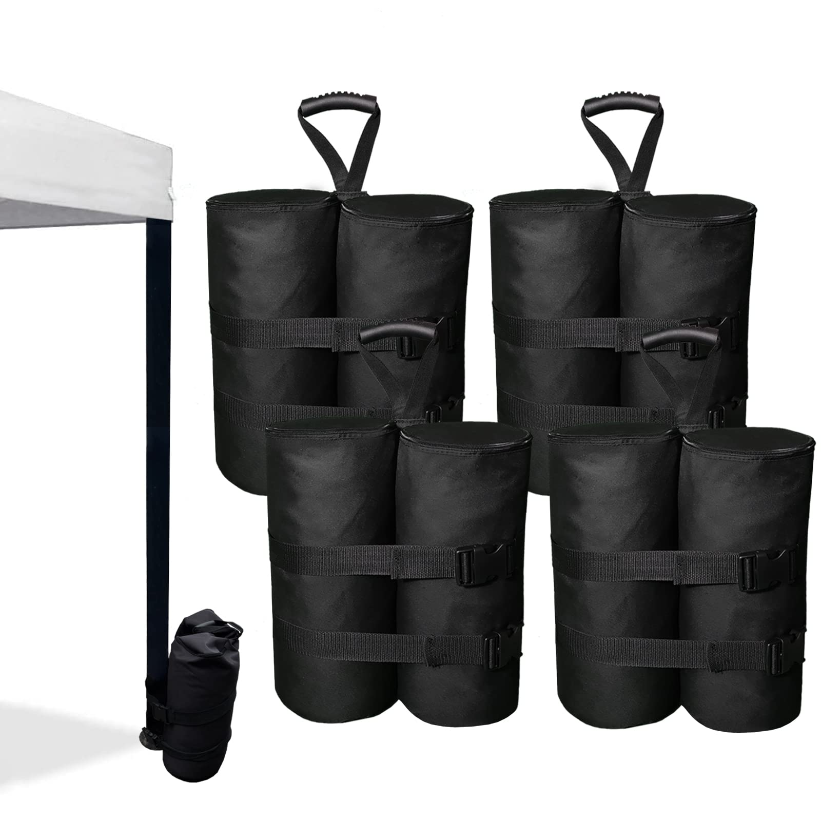 Extra Large Canopy Weight Bags (240 lbs) — Heavy Duty Canopy Sand Bags for Ez Pop Up Canopy Tent Outdoor Instant Canopies — Black (Without Sand), Set of 4