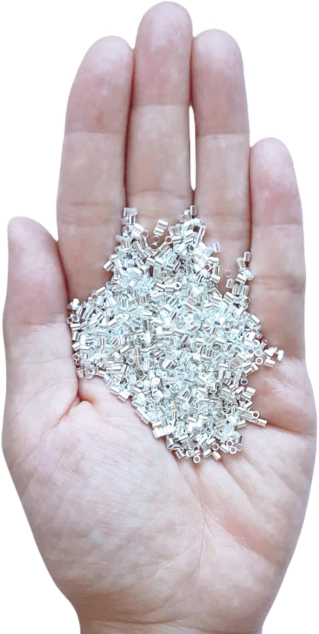 1600pcs Silver Plated Brass Tube Crimp Beads, 2 X 1.8MM, By CRAFT WIRE