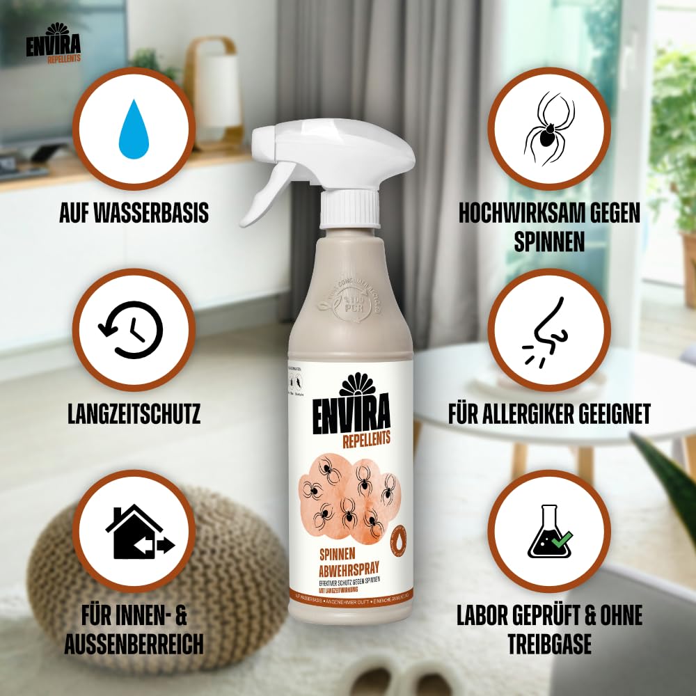 Envira Spinnenspray 2 x 5 Liter - Spray mit Langzeitwirkung gegen Spinnen - Mittel gegen Spinnen in der Wohnung - Effektive Spinnenabwehr