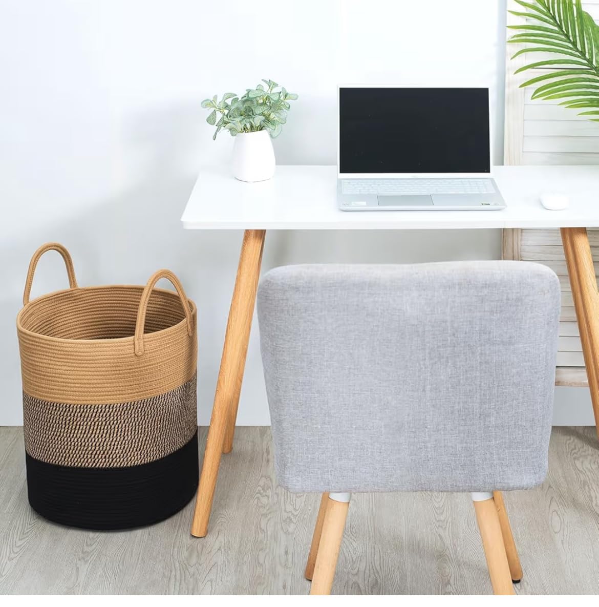 Large Cotton Rope Laundry Basket with Handles – Black & Beige Storage Basket for Clothes, Blankets & Toys – Foldable, Durable & Stylish Organizer for Bedroom, Bathroom & Living Room. (10x10).-image-39