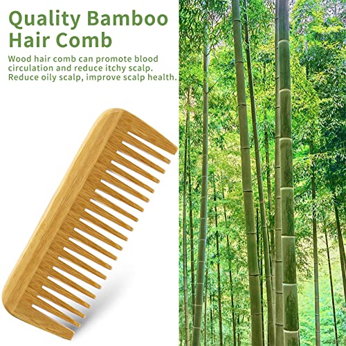 Natural Bamboo Wooden Hair Comb For Women And Men - Eco Friendly Wide Tooth Comb Detangling Curly Hair And Beard Comb For Men（2Pcs） #TOP1