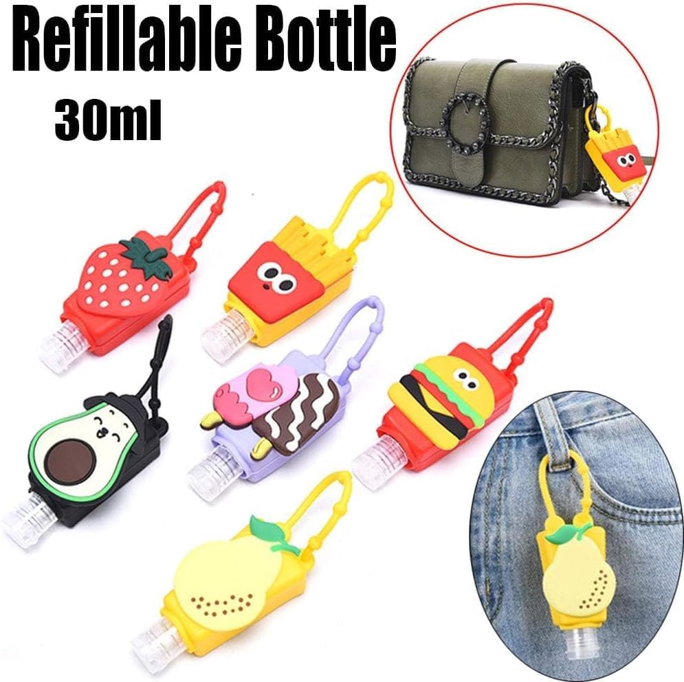 Red Strawberry Empty Travel Bottle Hand Sanitizer,Cartoon Hangable w Cover Silicone Refillable Bottle Cosmetic Container for Hand Soap Holder Refillable Cosmetic Containers Pump Dispensers4