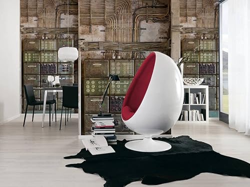 Miniatura 4 de CONCORD WALLCOVERINGS  Mural de pared abstracto para dormitorio, maquinaria retro, gris, verde, beige, 63 pulgadas de ancho x 110 pulgadas de alto,