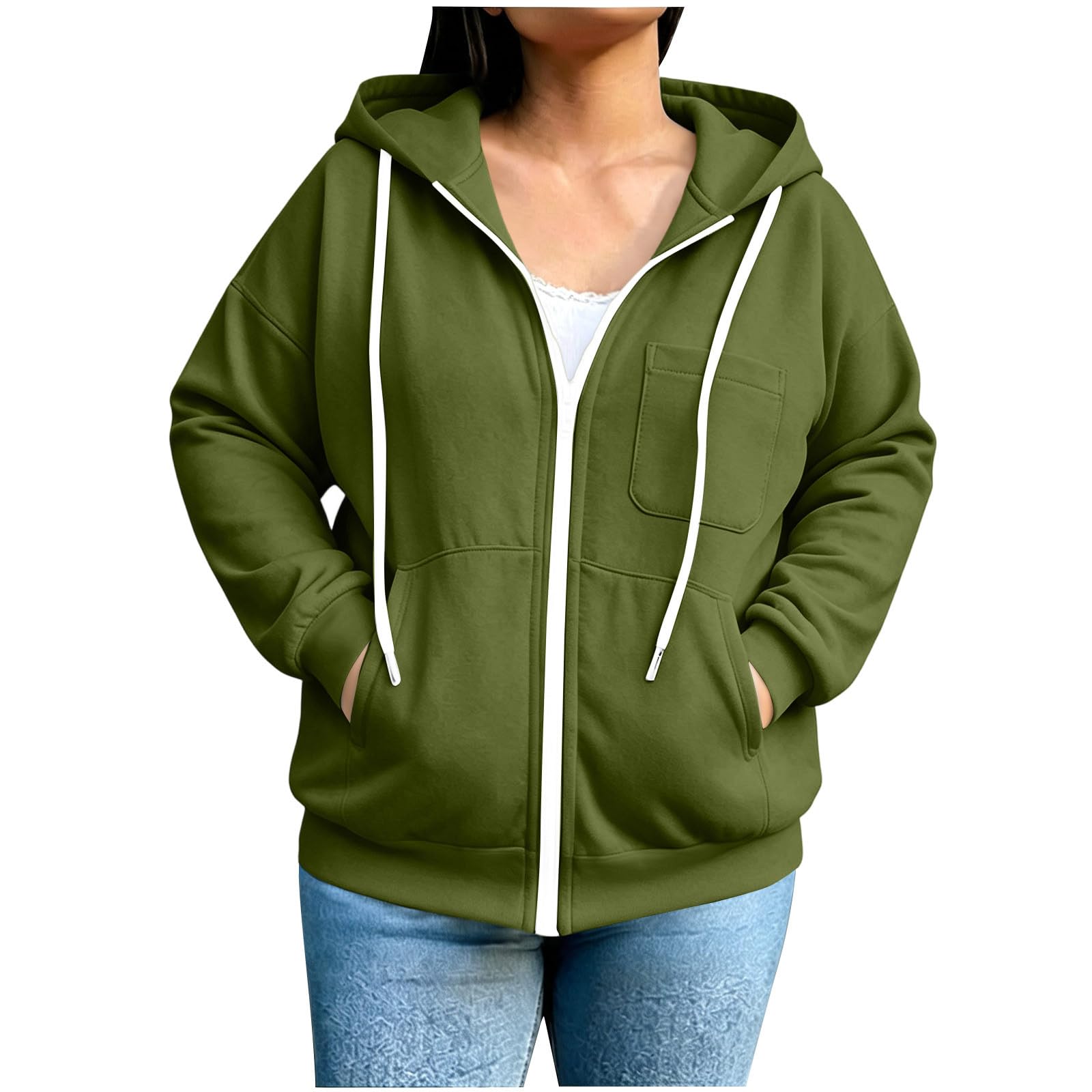 Hoodie Damen Oversize Sweatjacke mit Kapuze Sweatshirt Große Größen