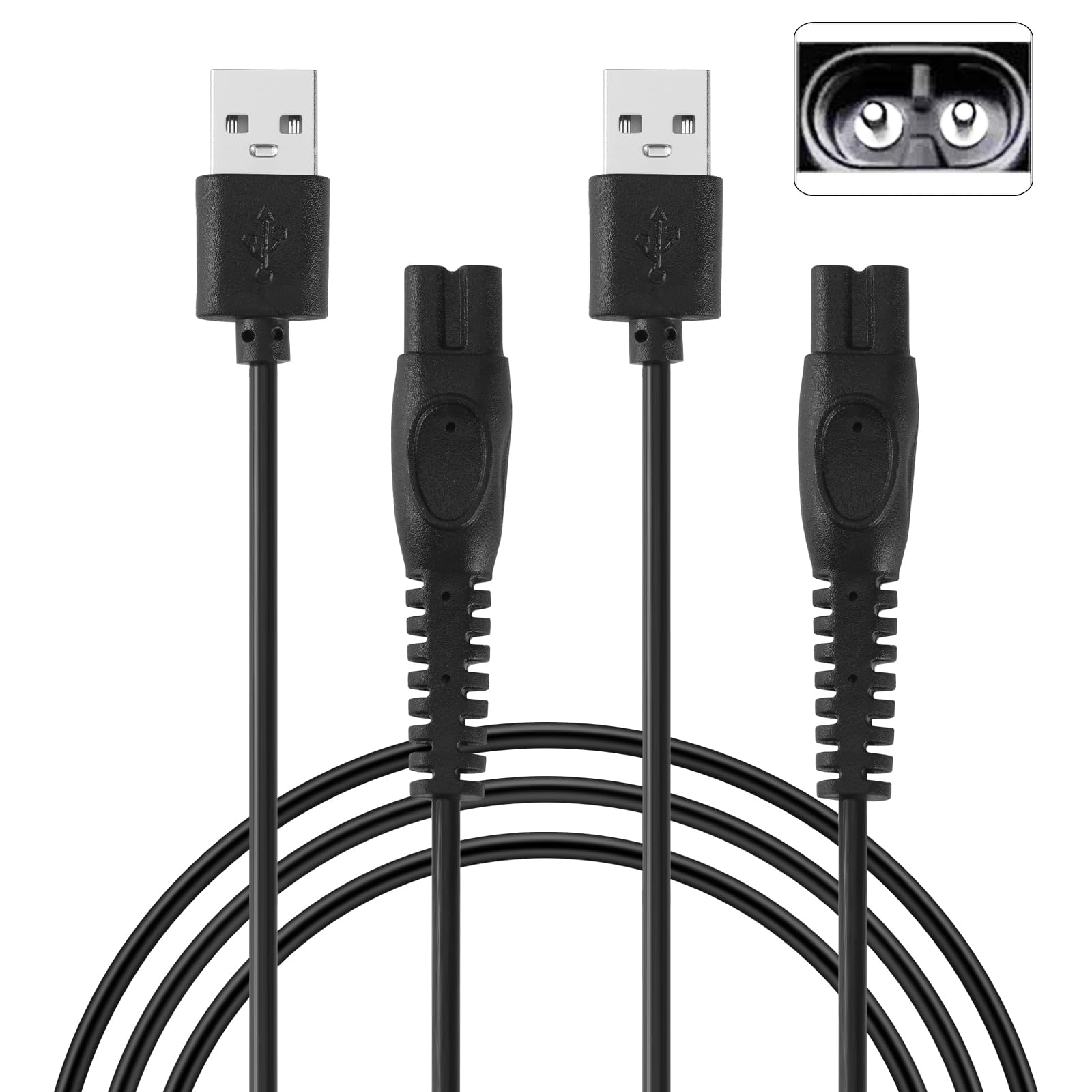 5V USB Charger Cord Fits for Philips OneBlade QP2724 QP2834 QP1924,Replacement for OneBlade 360 MG7910 MG5910 MG9510 QP4631 QP6531 QP1424 X3001 USB Trimmer Charging Cable(TPE-2 Pack,3.3FT)