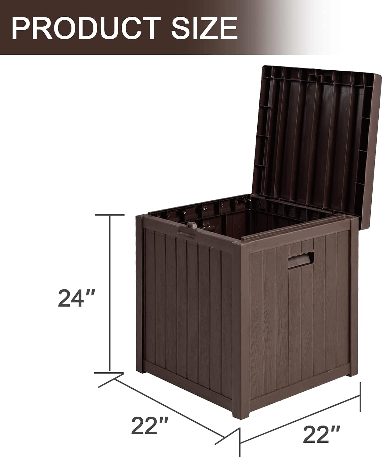 Omelaza 51 Gallon Outdoor Deck Storage Box, Resin Multi-purpose Storage Bins with Lid, Indoor/Outdoor Storage Container, Ideal for Patio Furniture, Pool Accessories, Toys, Gardening Tools - Brown