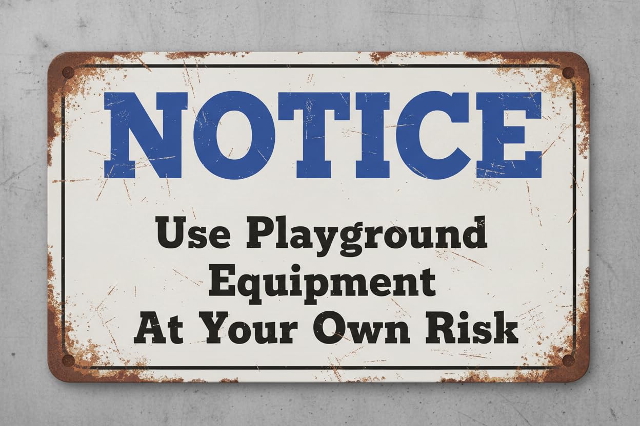 Notice Use Playground Equipment At Own Risk Metal Sign 12"x8" Vintage Signs Aluminum Plates Printed