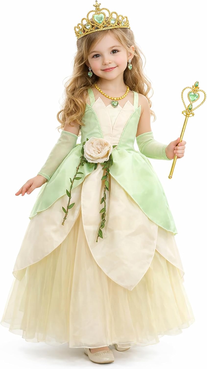 Princess Costume for Girls Fancy Fairy Halloween Party Dress Up Toddler Baby Tale Role Play Green Dress