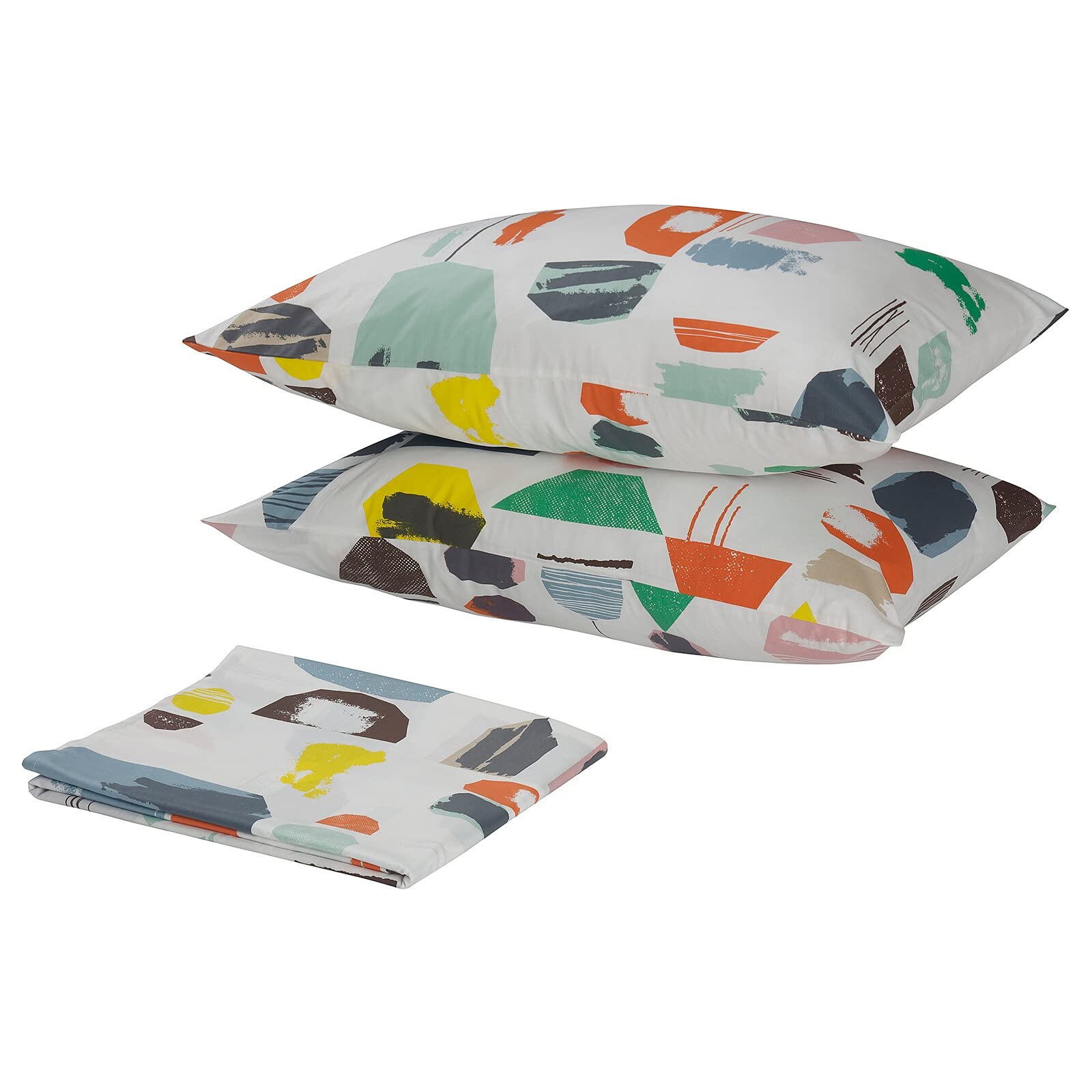 IKEA DOFTKLINT Flat Sheet and 2 Pillowcase, White/Multicolour 240x260/50x80 cm (94x102/20x32)-image-48