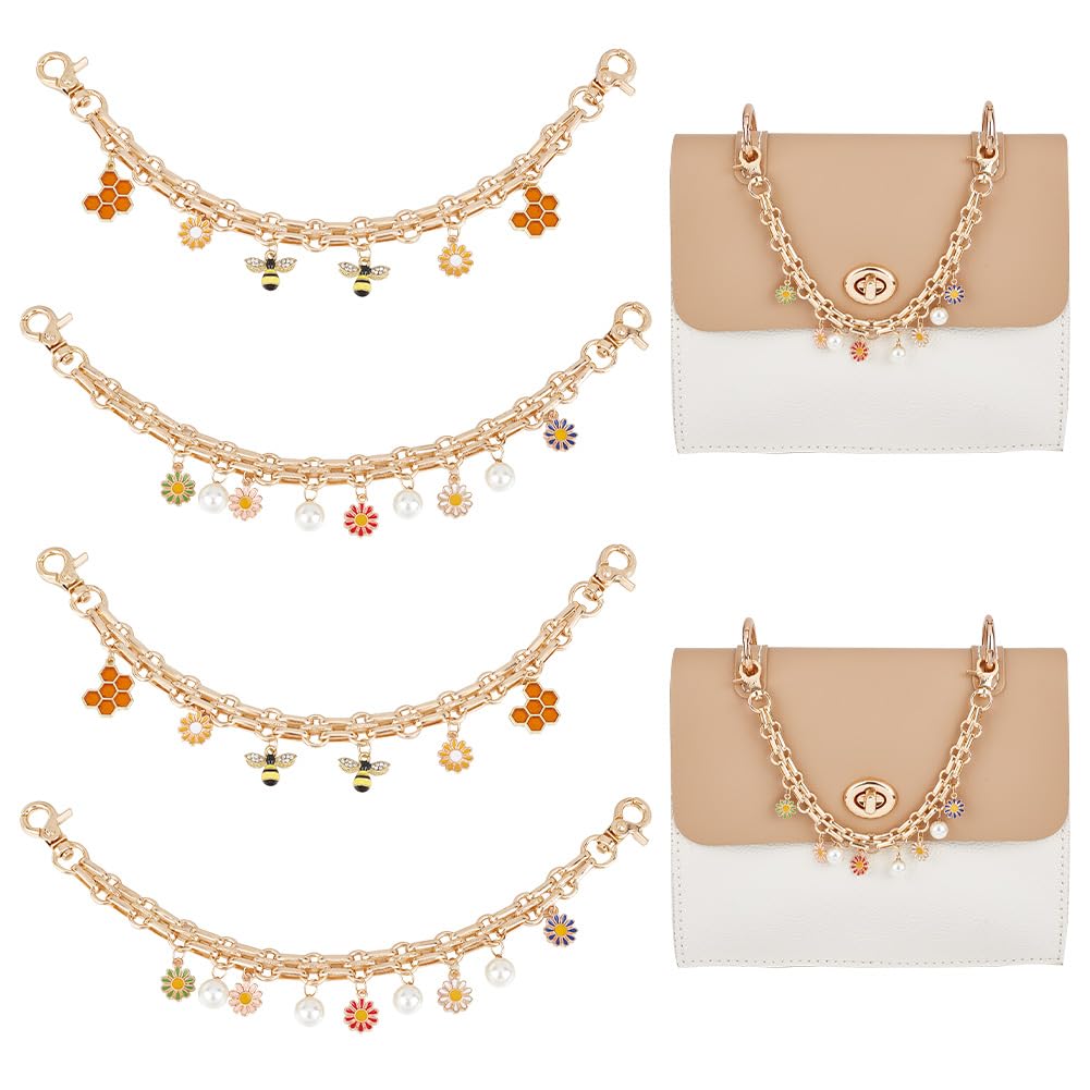 Sangles de chaîne en alliage émaillé et bijoux de sac marguerite abeille