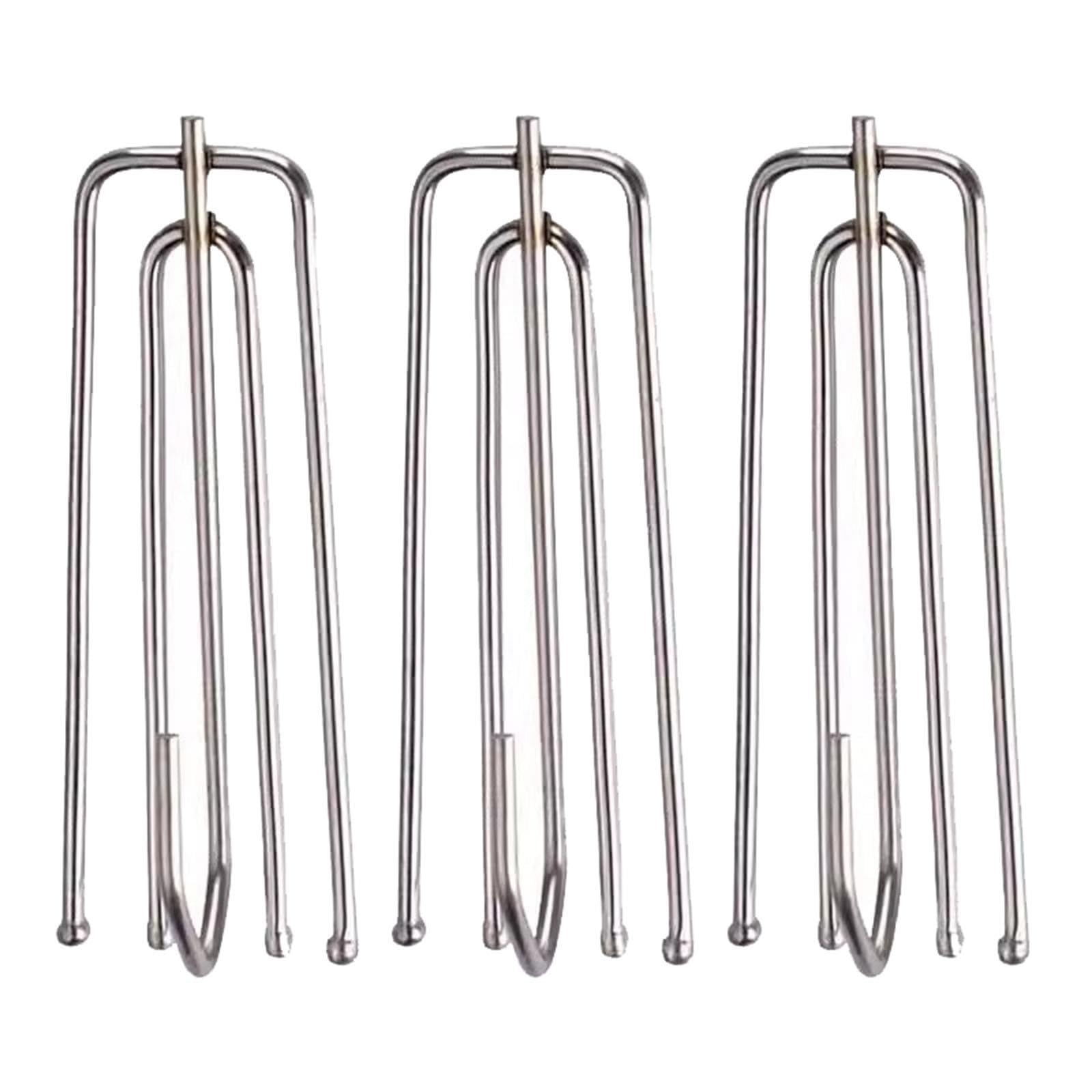 100 Ganchos Plisados ​​para Cortinas de Acero Inoxidable, Clips Plisados