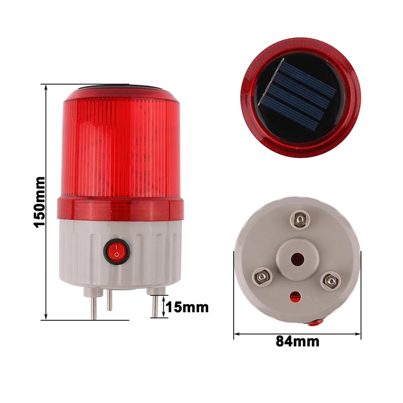 Lampada di accumulo di energia solare a LED rossi, luce di emergenza di sicurezza notturna, luce lampeggiante a LED solare, assorbimento del segnale, senza cicalino