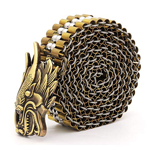 KSTYLE Fibbia di Lusso da Uomo in Rame Con Drago, Cintura in Metallo e Acciaio Inossidabile, Fibbia Speciale Tiger di Alta Difesa, 110cm