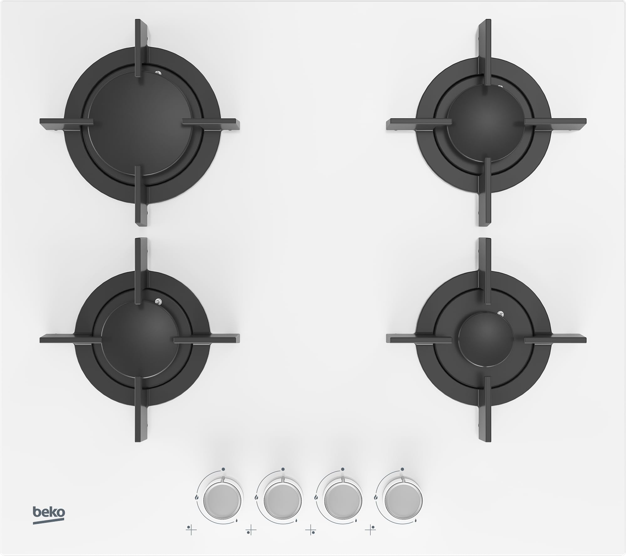 Plan de cuisson à gaz 4 feux 60 cm en cristal blanc