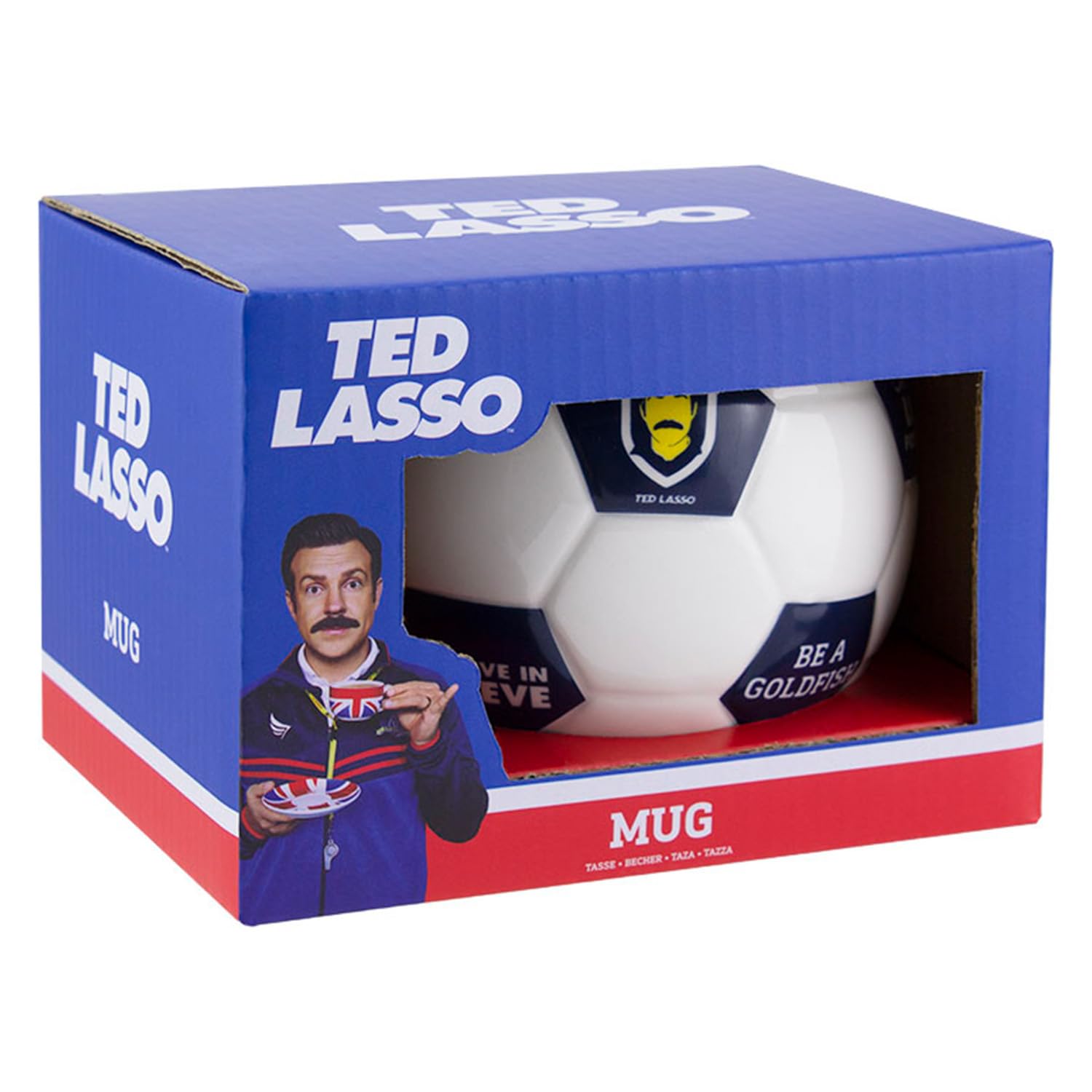 Paladone Ted Lasso Tasse in Fußballform, offizielles Lizenzprodukt von Ted Lasso, Fútbol oder Fußball-Kaffeetasse